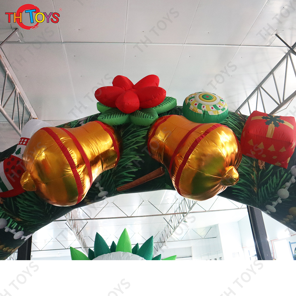 New Design Christmas Decorations Inflatable Arch With Candy Cane And Bell, Inflatable Christmas Archway Entrance With Blower