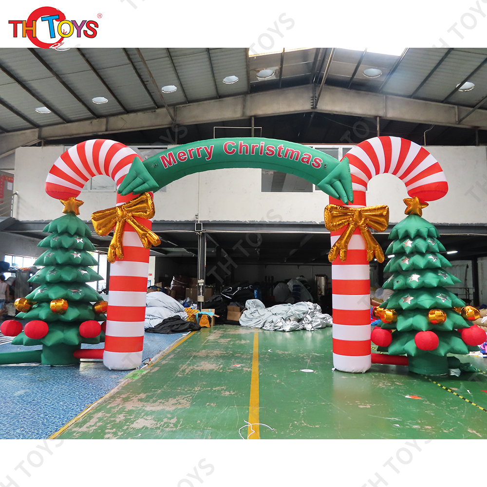 8m Wide Merry Christmas Decoration inflatable Christmas Arch with trees on side