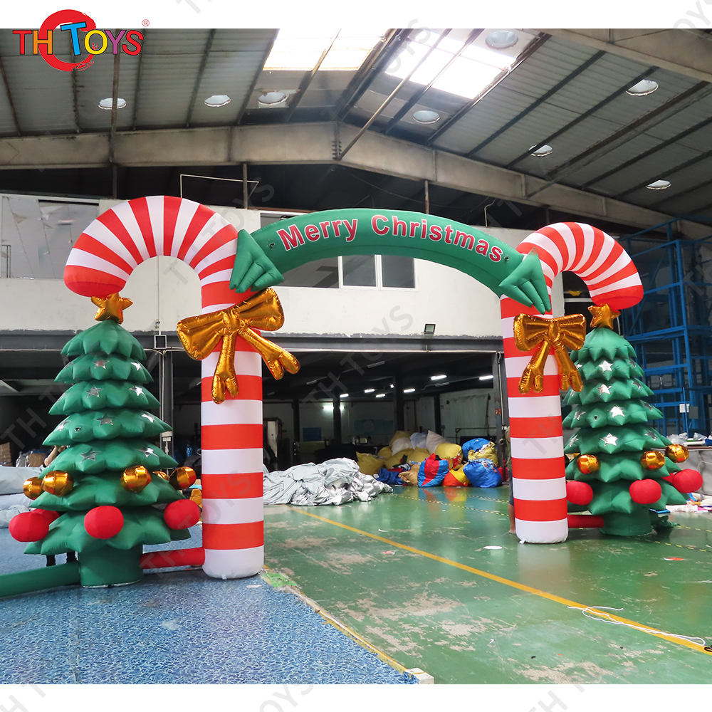 8m Wide Merry Christmas Decoration inflatable Christmas Arch with trees on side