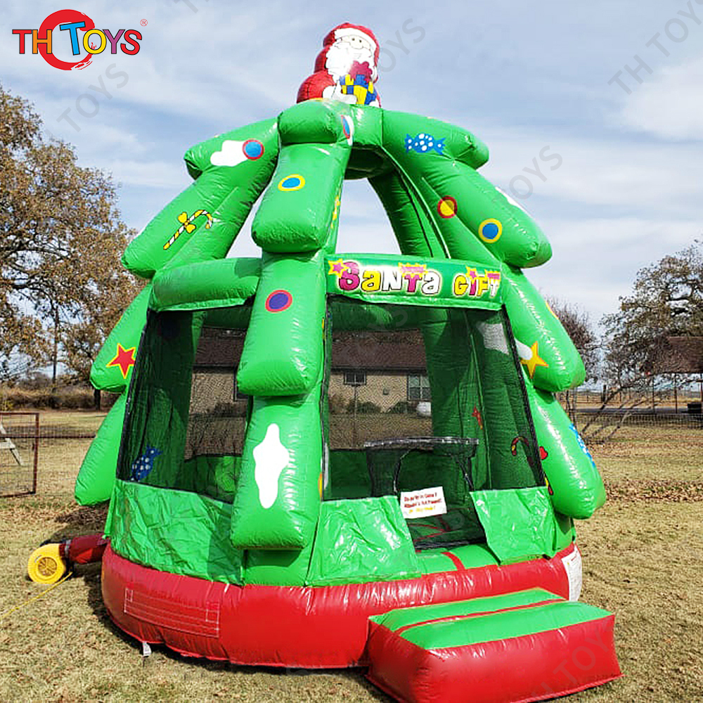 Fast Air Shipping Commercial PVC 15ft Inflatable Green Christmas Tree Bounce House Bouncy Castle