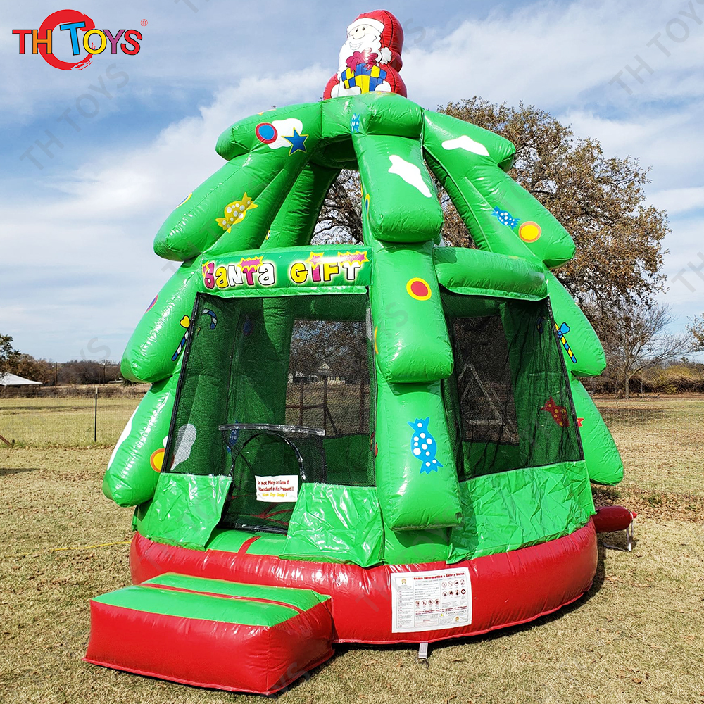 Fast Air Shipping Commercial PVC 15ft Inflatable Green Christmas Tree Bounce House Bouncy Castle