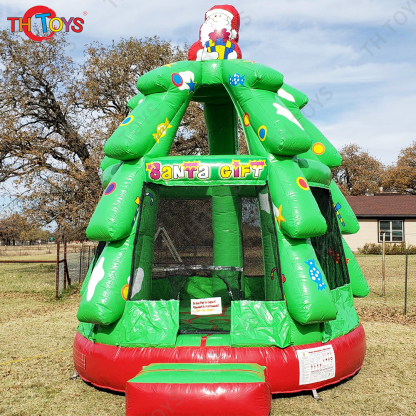 Fast Air Shipping Commercial PVC 15ft Inflatable Green Christmas Tree Bounce House Bouncy Castle