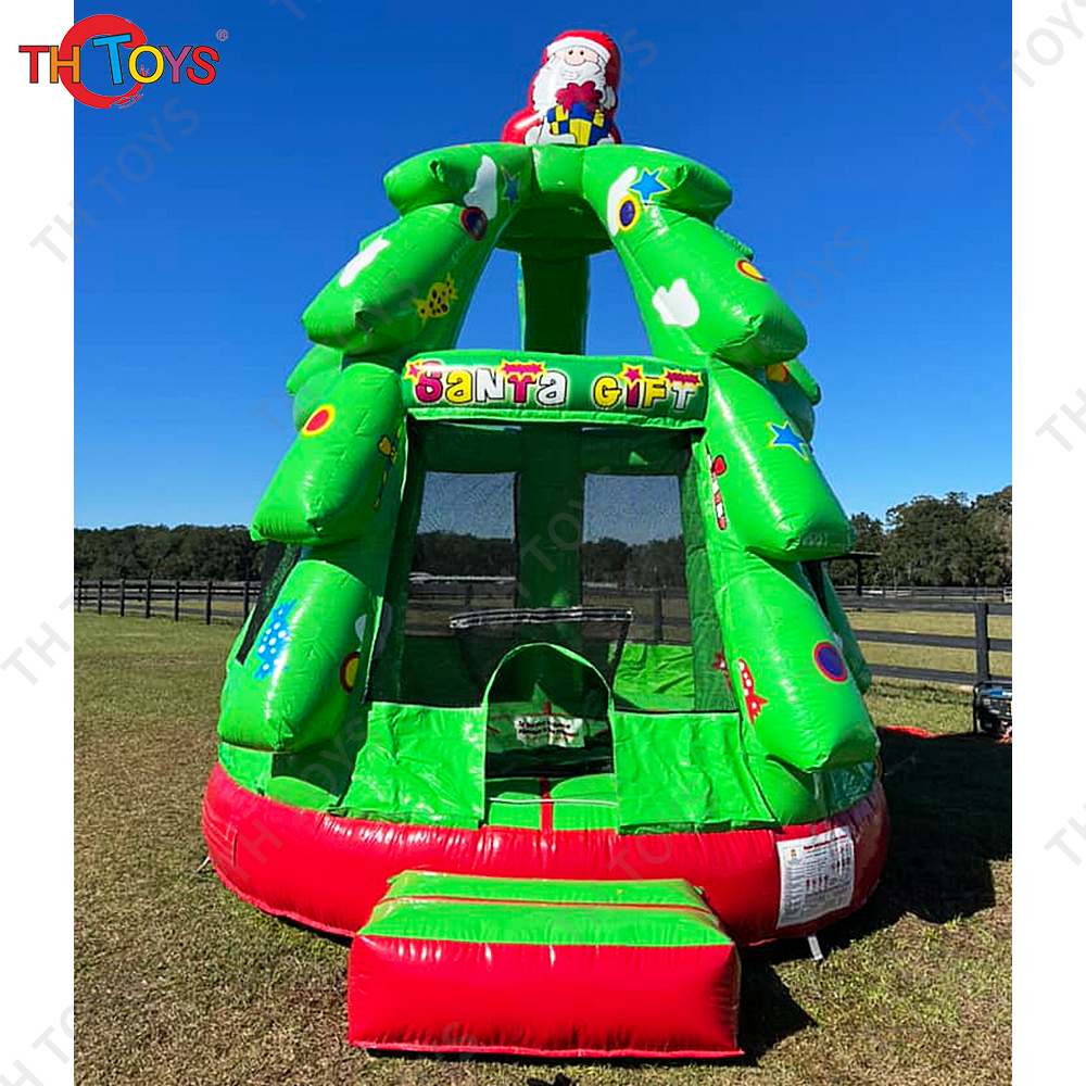 Fast Air Shipping Commercial PVC 15ft Inflatable Green Christmas Tree Bounce House Bouncy Castle