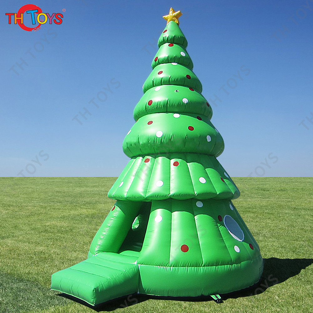 Fast Air Shipping Commercial PVC 15ft Inflatable Green Christmas Tree Bounce House Bouncy Castle