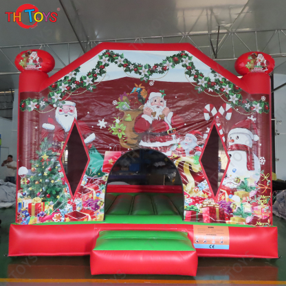 Free Shipping 4x4m Christmas Inflatable Bouncer Red Bouncy Castle Bounce House for Kids Party Rental