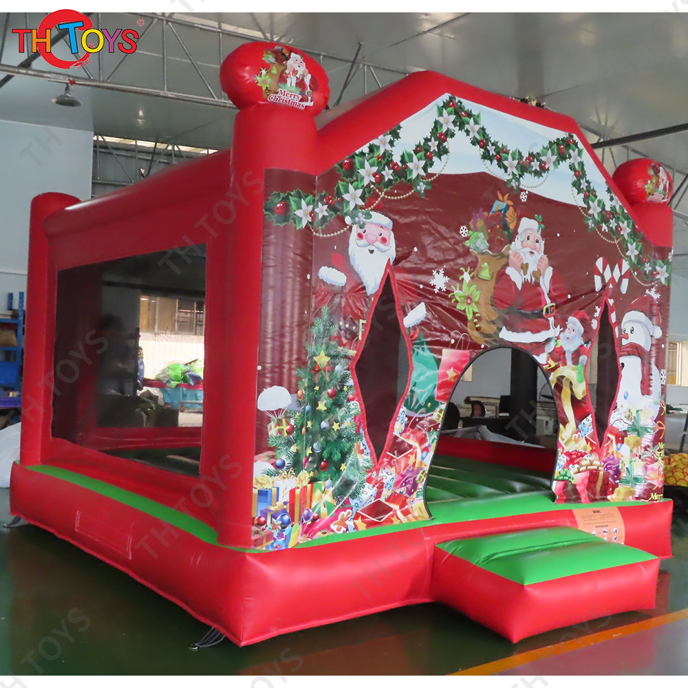Free Shipping 4x4m Christmas Inflatable Bouncer Red Bouncy Castle Bounce House for Kids Party Rental