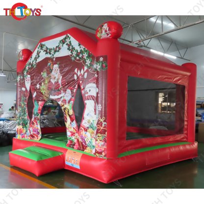 Free Shipping 4x4m Christmas Inflatable Bouncer Red Bouncy Castle Bounce House for Kids Party Rental