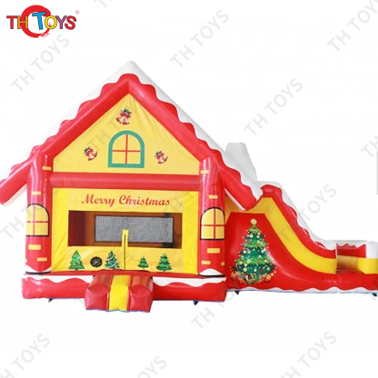 Free Door Shipping 7*3.5m New Design Inflatable Christmas House With Slide Orange Theme Xmas Bouncer Slide Combo