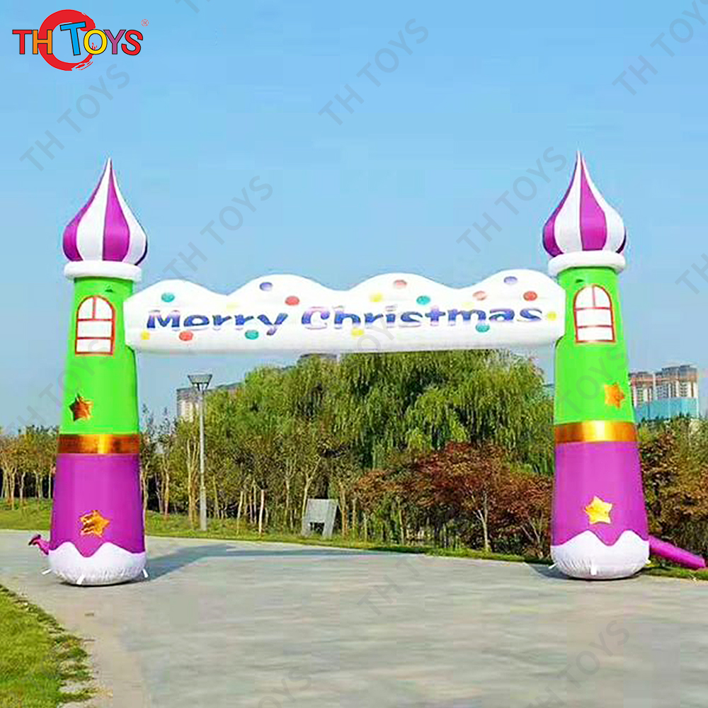 Free air ship to door! giant Christmas inflatable arch,oxford cheap Inflatable entrance arch gate for decoration