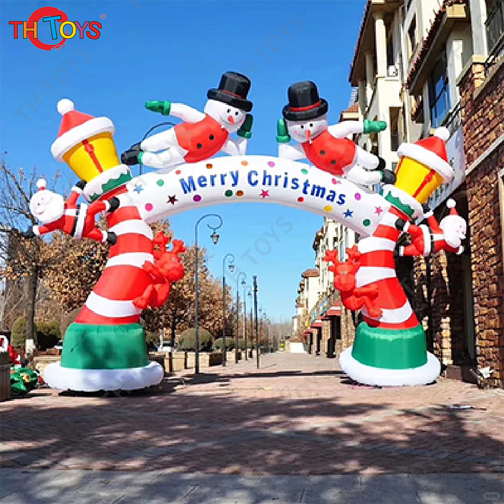 free air shipping to door,6m 20ft long Christmas inflatable archway, blow up inflatable arch with snowman santa claus
