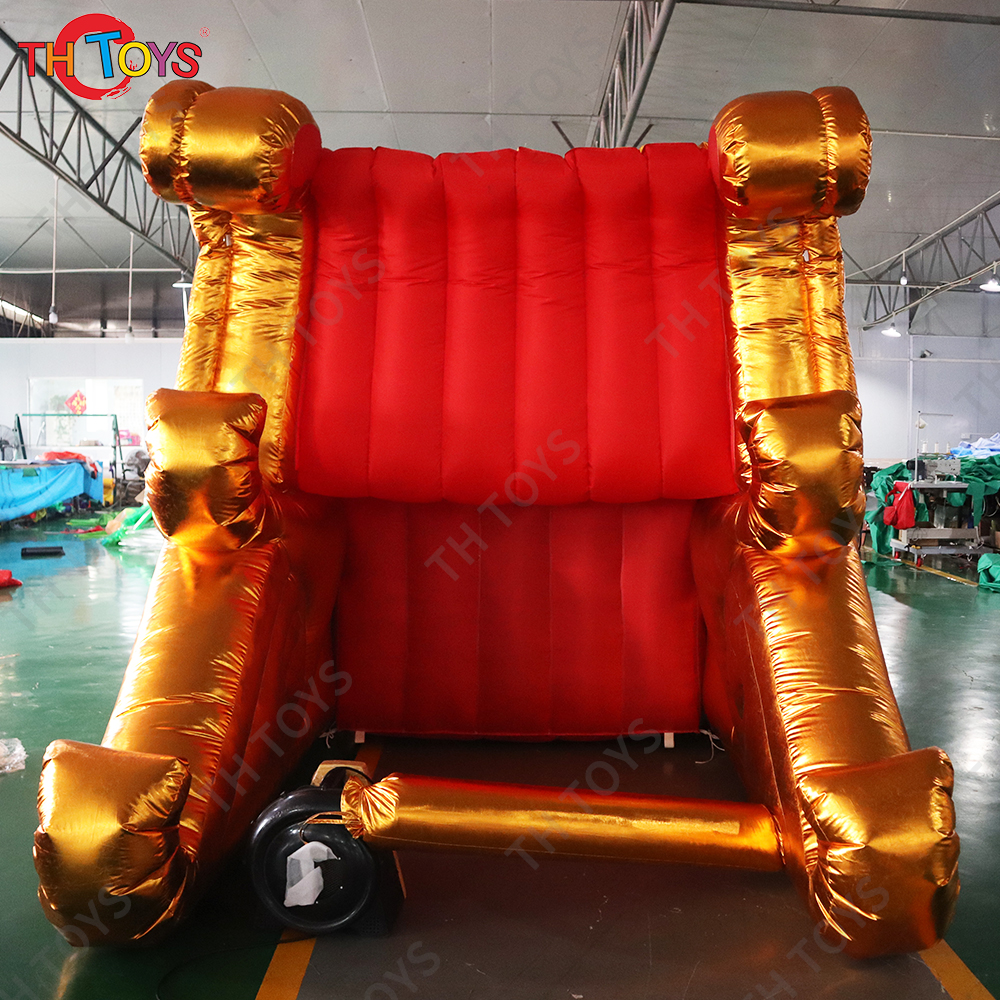 Fantastic Golden Large Christmas Inflatable Santa Sleigh Model 5m Air Blow Up Santa's Sled For Xmas Decoration