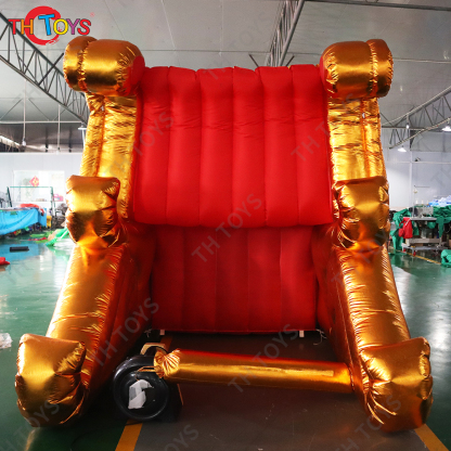 Fantastic Golden Large Christmas Inflatable Santa Sleigh Model 5m Air Blow Up Santa's Sled For Xmas Decoration