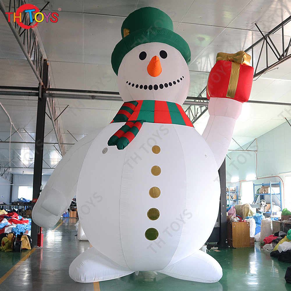 free air ship,6m 20ft Giant inflatable Christmas snowman cartoon inflatable advertising snowman with led lights
