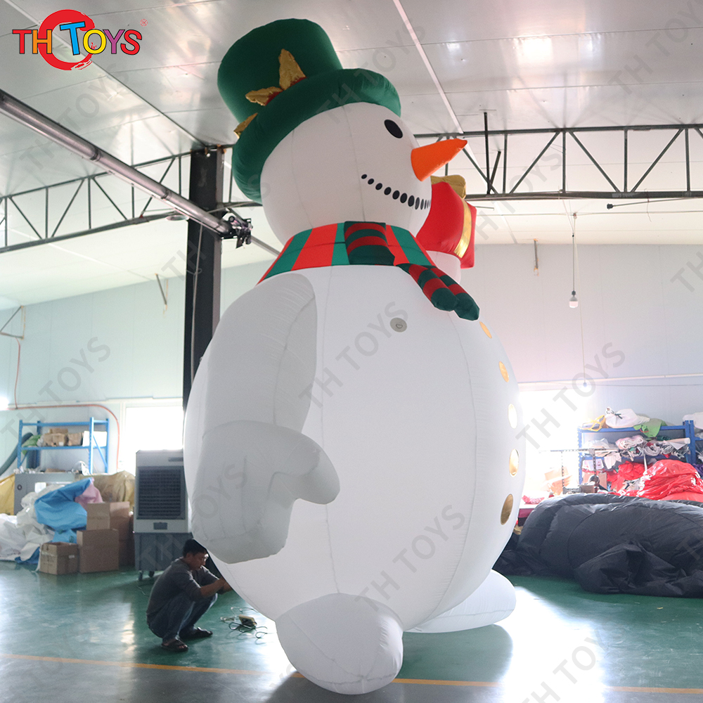 free air ship,6m 20ft Giant inflatable Christmas snowman cartoon inflatable advertising snowman with led lights