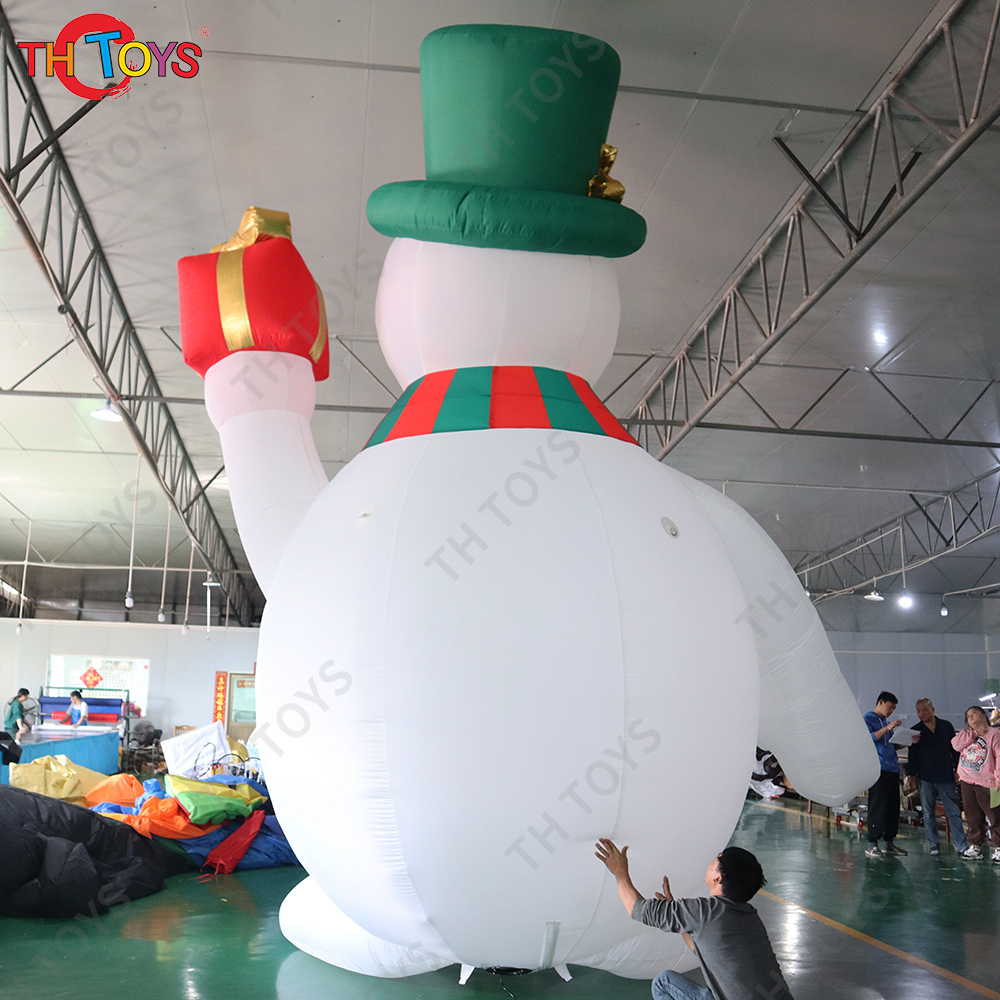 free air ship,6m 20ft Giant inflatable Christmas snowman cartoon inflatable advertising snowman with led lights
