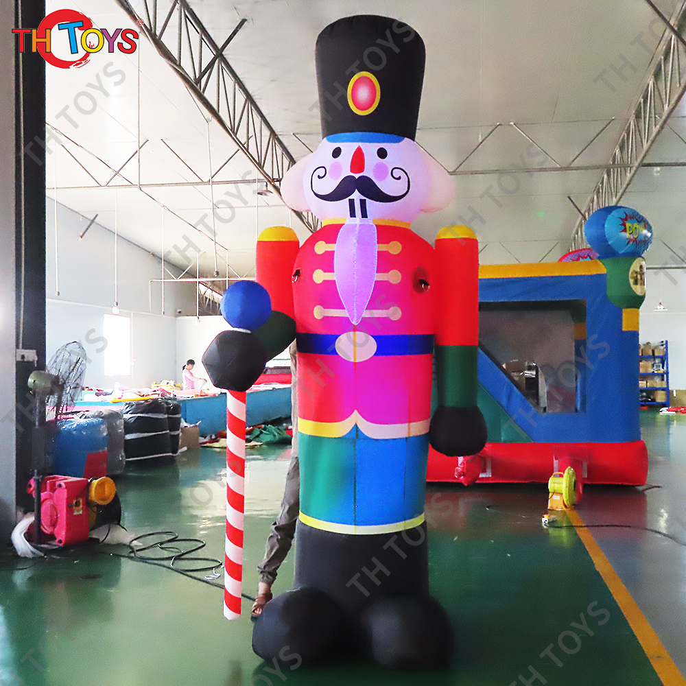 Giant Outdoor Christmas Nutcracker Decoration Soldier ,6m High Giant Inflatable Soldier Knight Nutcracker with led light