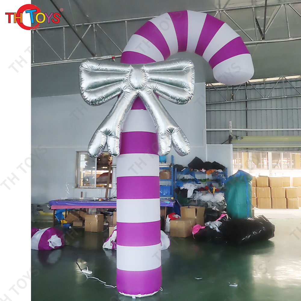 2m/3m/4m Night Decorative Lighting Christmas Inflatable Candy Cane With Led Lights For Christmas Eve Decoration