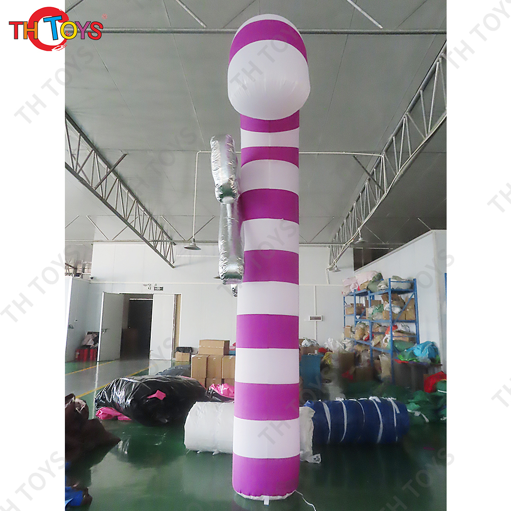 2m/3m/4m Night Decorative Lighting Christmas Inflatable Candy Cane With Led Lights For Christmas Eve Decoration