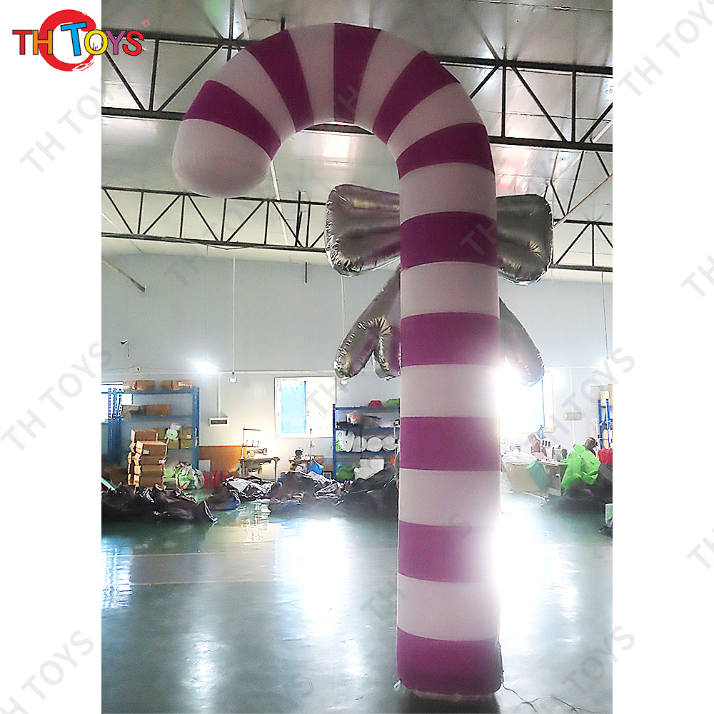 2m/3m/4m Night Decorative Lighting Christmas Inflatable Candy Cane With Led Lights For Christmas Eve Decoration