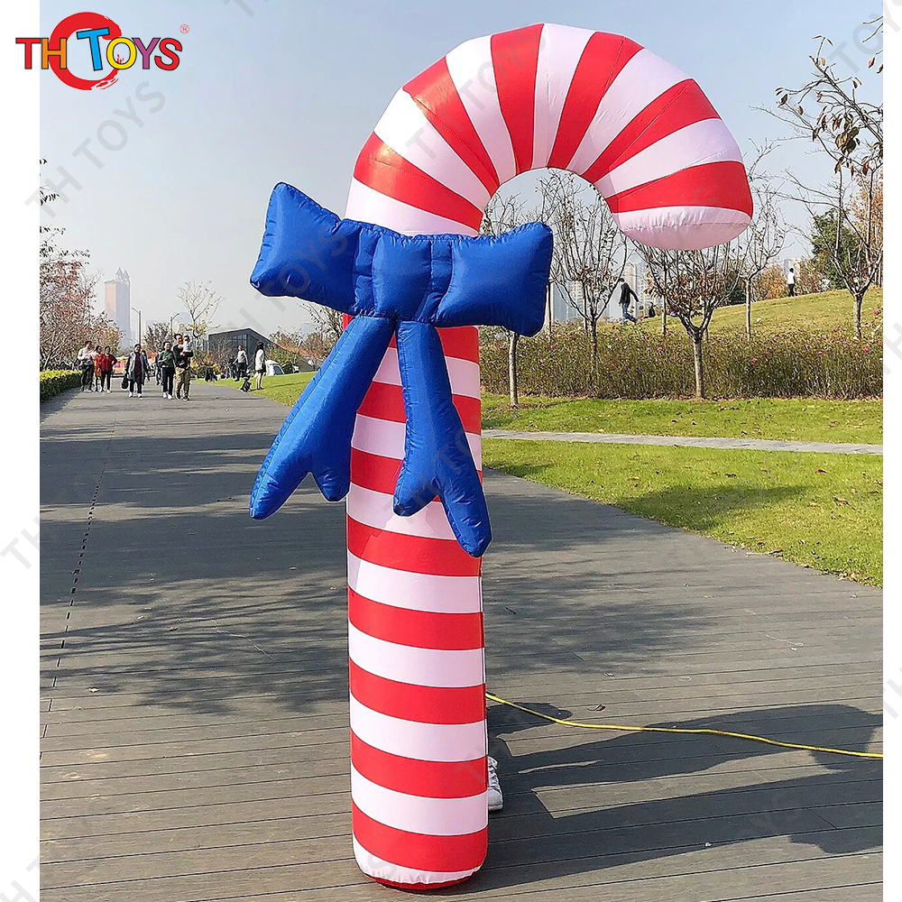 2m/3m/4m Night Decorative Lighting Christmas Inflatable Candy Cane With Led Lights For Christmas Eve Decoration