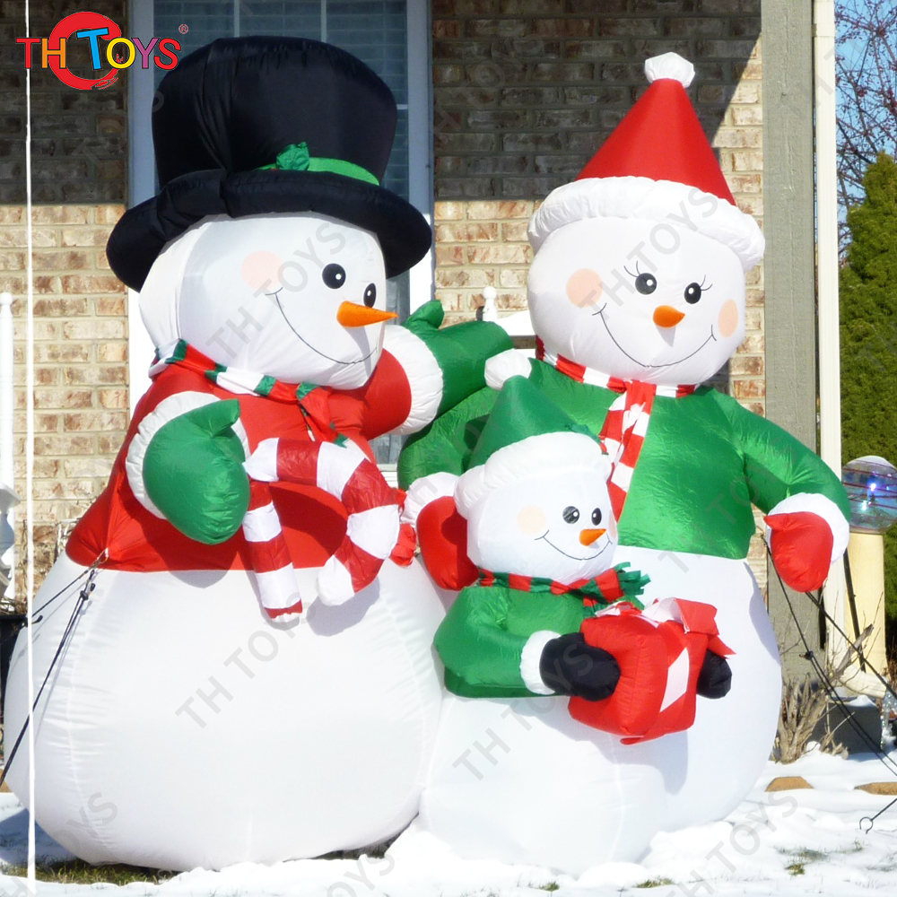 free shipping 3m/4m/5m backyard giant advertising snowman inflatable snowmen family,happy family snowmen