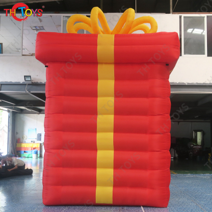 free door shipping! Giant red inflatable Christmas gift box balloon release box for christmas decorations
