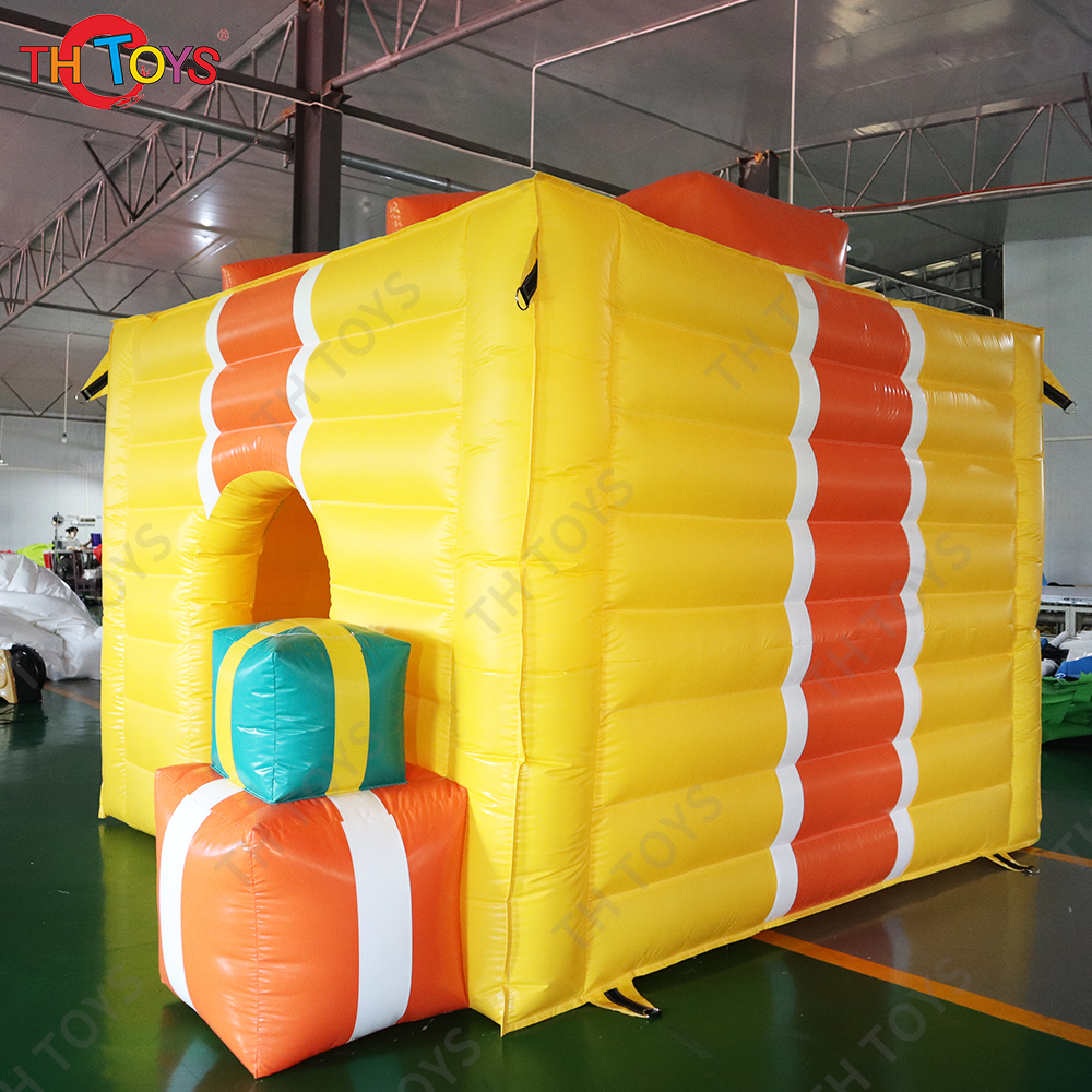 free air ship to door, 10x10ft 3x3m PVC Portable Inflatable Christmas house,customized inflatable cabin gift box for X-max