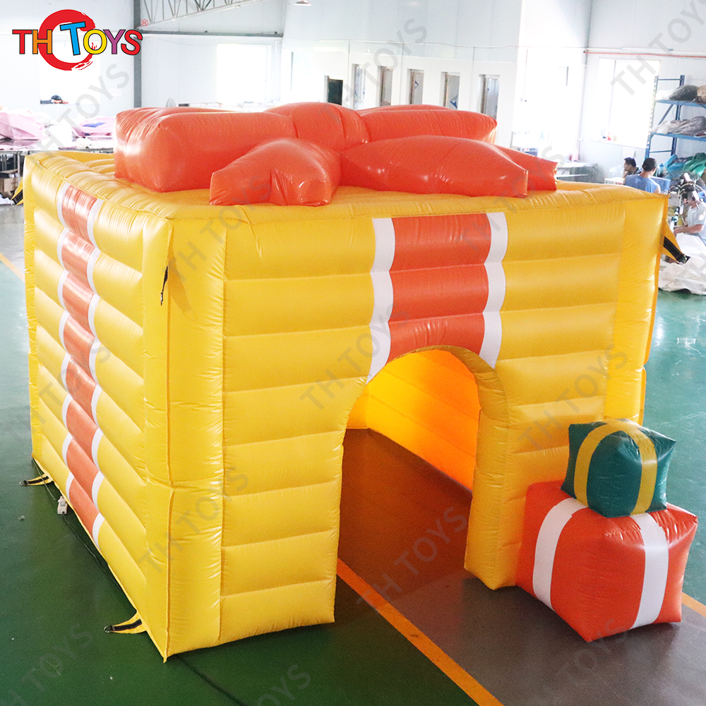 free air ship to door, 10x10ft 3x3m PVC Portable Inflatable Christmas house,customized inflatable cabin gift box for X-max