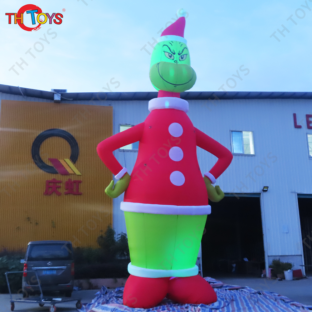 10m Xmas Inflatable Santa With LED Lights Inflatable Model Outdoor Ornament Christmas Gift Party New Year Props Decoration