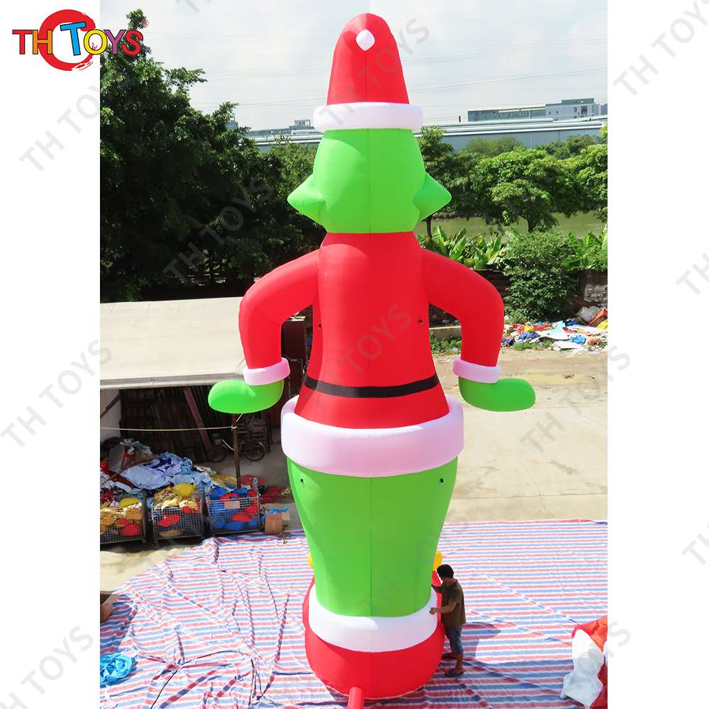 10m Xmas Inflatable Santa With LED Lights Inflatable Model Outdoor Ornament Christmas Gift Party New Year Props Decoration