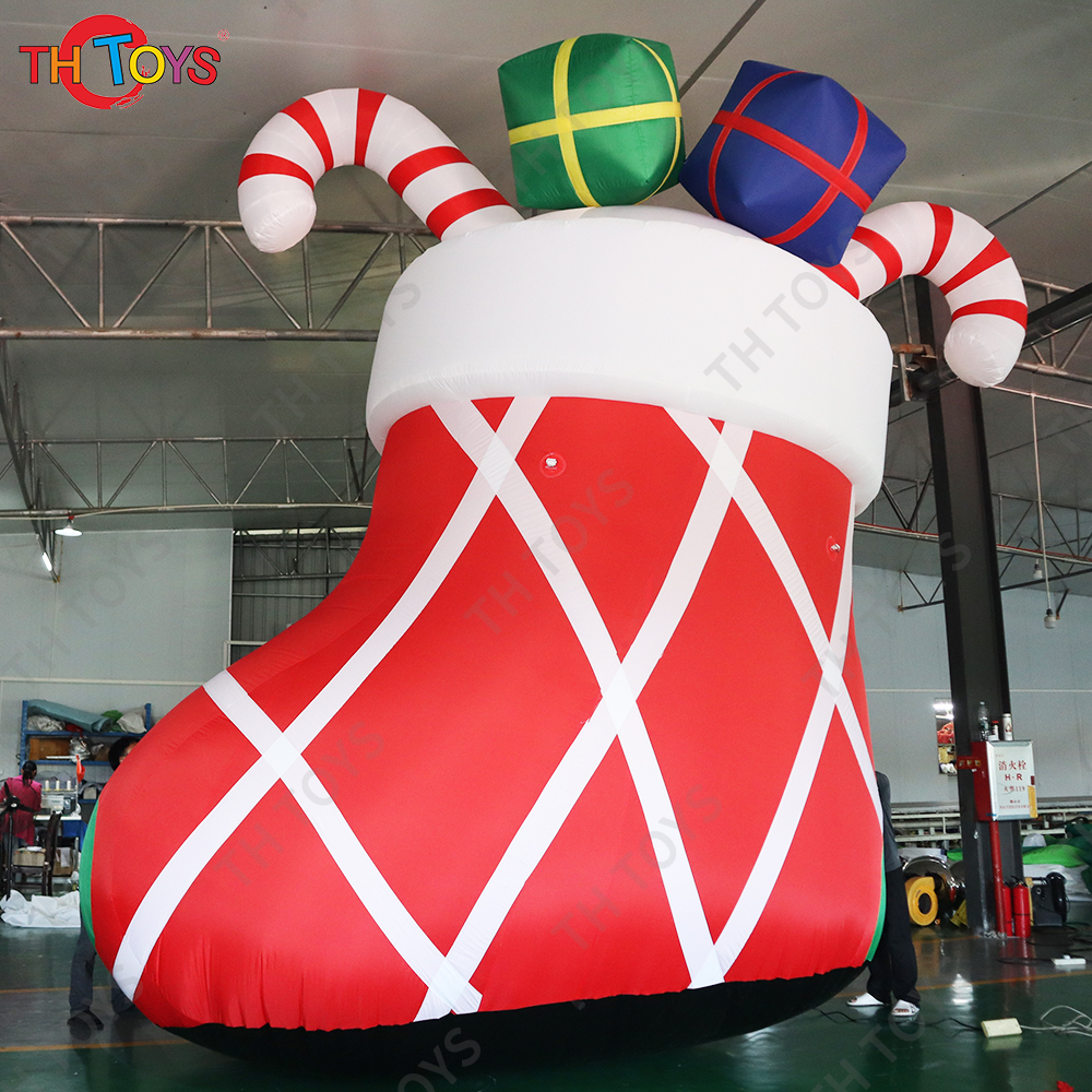 4M/6m/8m High Giant Inflatable Gift Boots For Advertising/Giant Inflatable Santa Shoes Decoration,free air ship to door