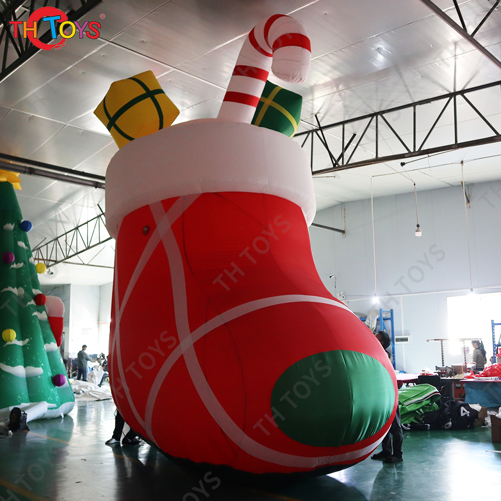 4M/6m/8m High Giant Inflatable Gift Boots For Advertising/Giant Inflatable Santa Shoes Decoration,free air ship to door