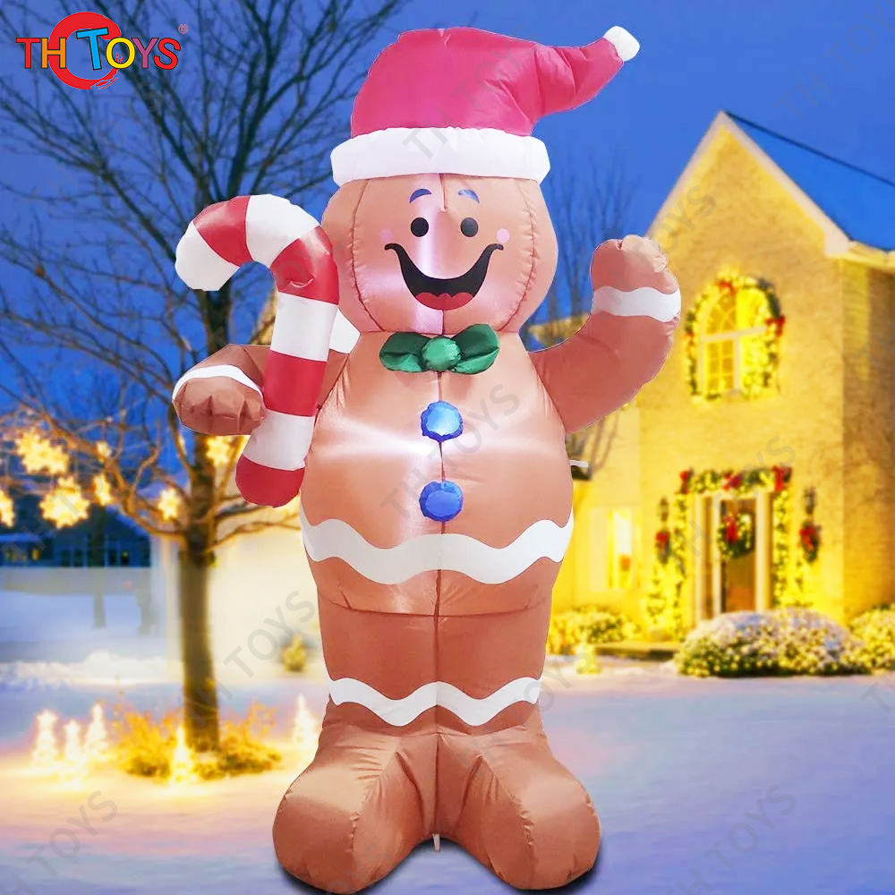 Christmas Inflatables 6m 20ft Giant Gingerbread Man with LED Decoration for Xmas Party Indoor Outdoor Yard LED Lights Illuminate