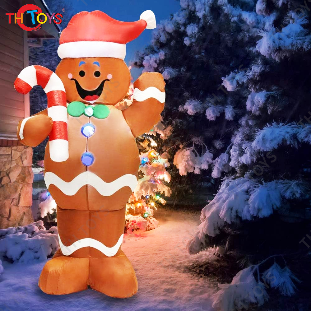 Christmas Inflatables 6m 20ft Giant Gingerbread Man with LED Decoration for Xmas Party Indoor Outdoor Yard LED Lights Illuminate