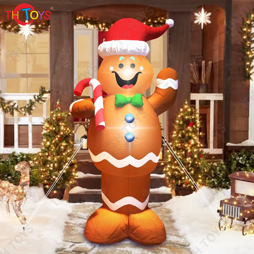 Christmas Inflatables 6m 20ft Giant Gingerbread Man with LED Decoration for Xmas Party Indoor Outdoor Yard LED Lights Illuminate