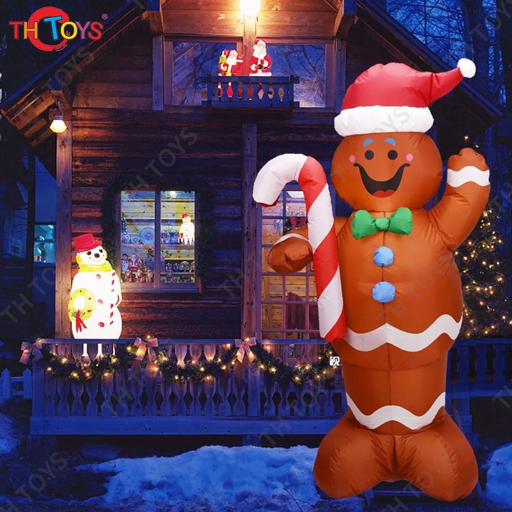 Christmas Inflatables 6m 20ft Giant Gingerbread Man with LED Decoration for Xmas Party Indoor Outdoor Yard LED Lights Illuminate