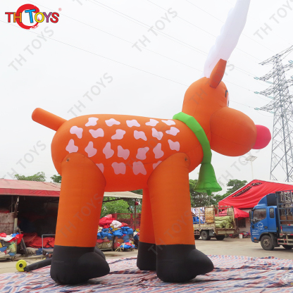 Free Air Shipping 8m Lighting Outdoors Christmas Inflatable Reindeer Cartoon Santa Claus's Sledge Giant Deer Elk Model for Sale