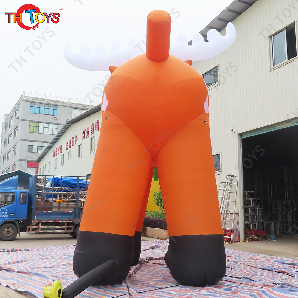 Free Air Shipping 8m Lighting Outdoors Christmas Inflatable Reindeer Cartoon Santa Claus's Sledge Giant Deer Elk Model for Sale