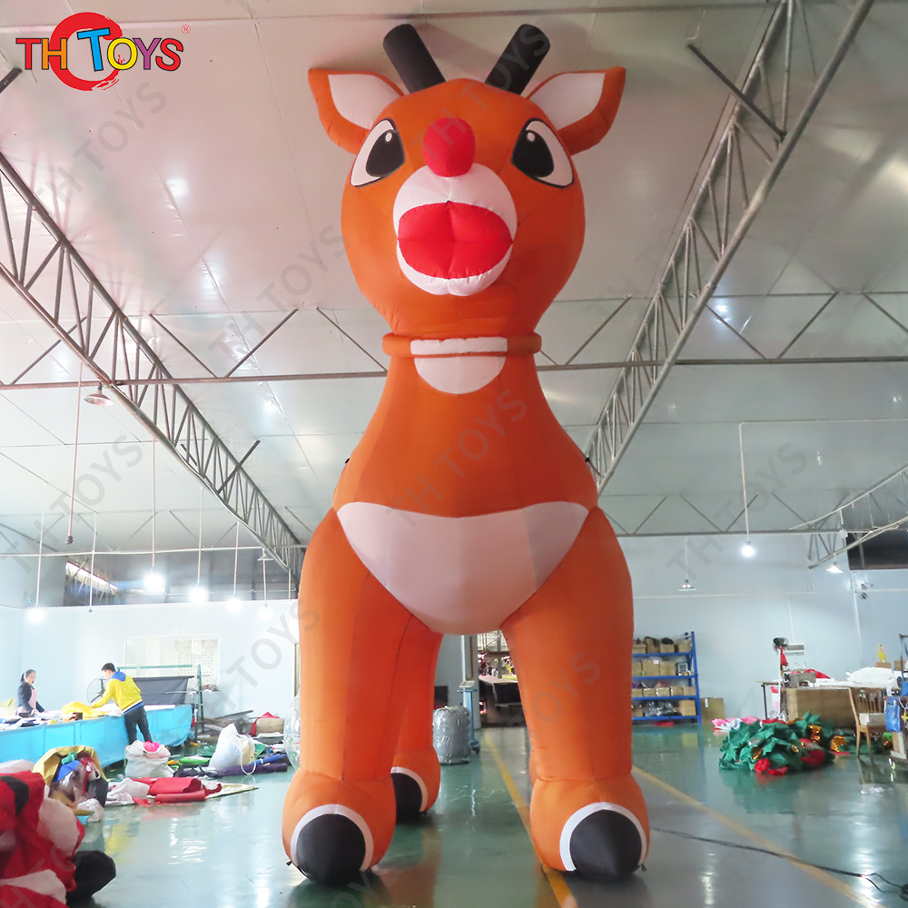 6mH Red-Nosed giant oxford Christmas inflatable Reindeer Rudolph animal model for outdoor event decoration