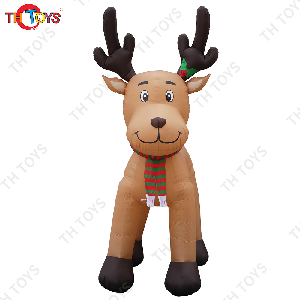 Free Shipping to Door 4m/6m/8m Giant Inflatable Reindeer Cartoon with Scarf for Christmas Outdoor Advertising