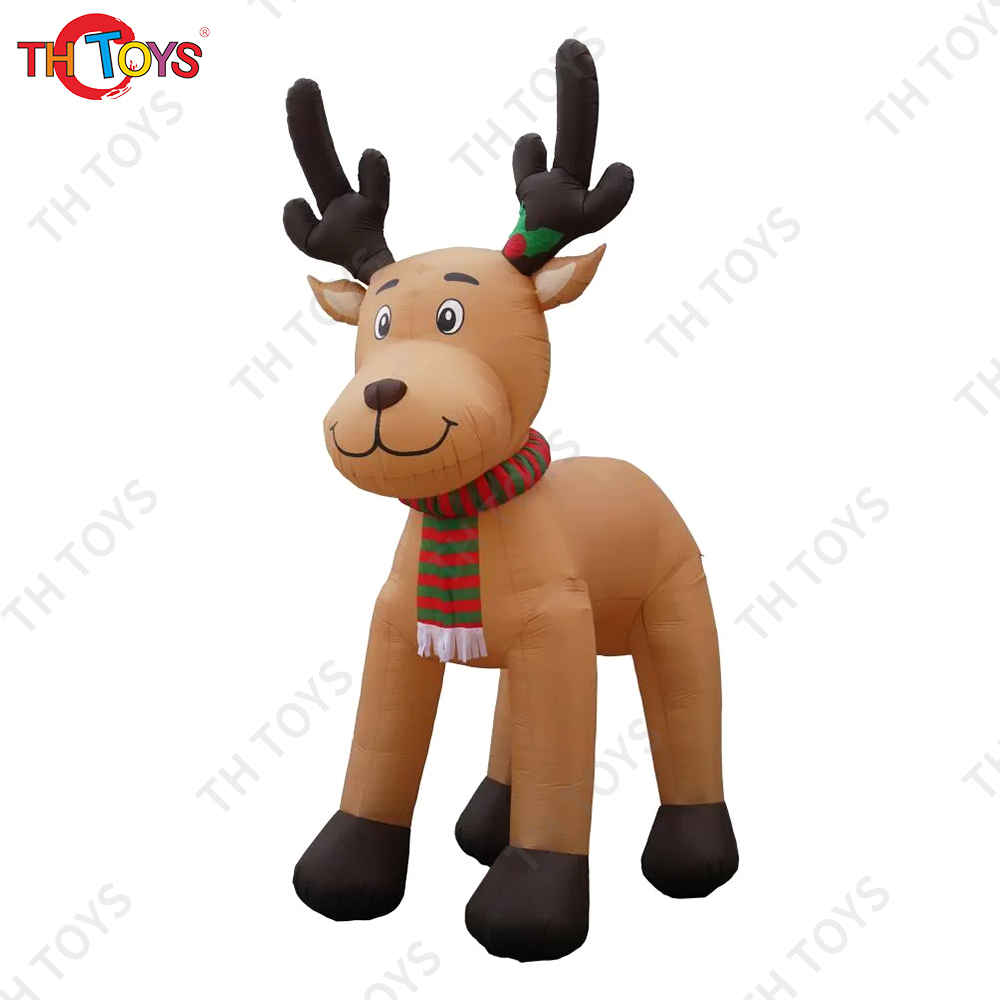 Free Shipping to Door 4m/6m/8m Giant Inflatable Reindeer Cartoon with Scarf for Christmas Outdoor Advertising