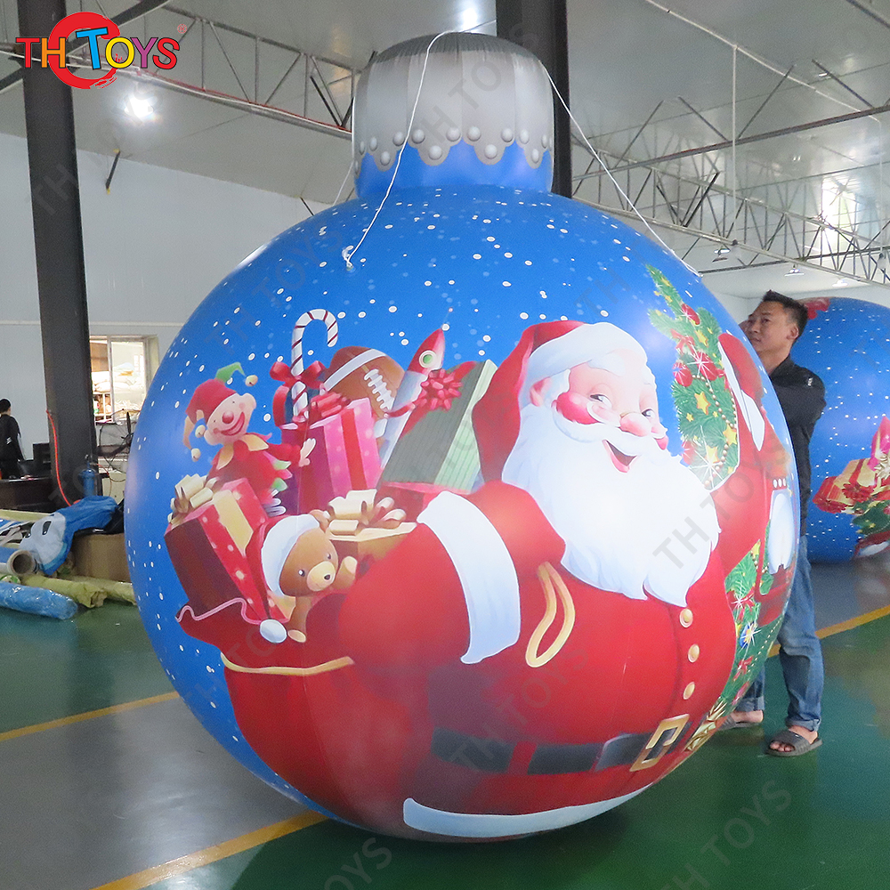 Free Door Shipping 2m Giant Inflatable Santa Claus Air Balloon Xmas Bells Model for Outdoor Decoration