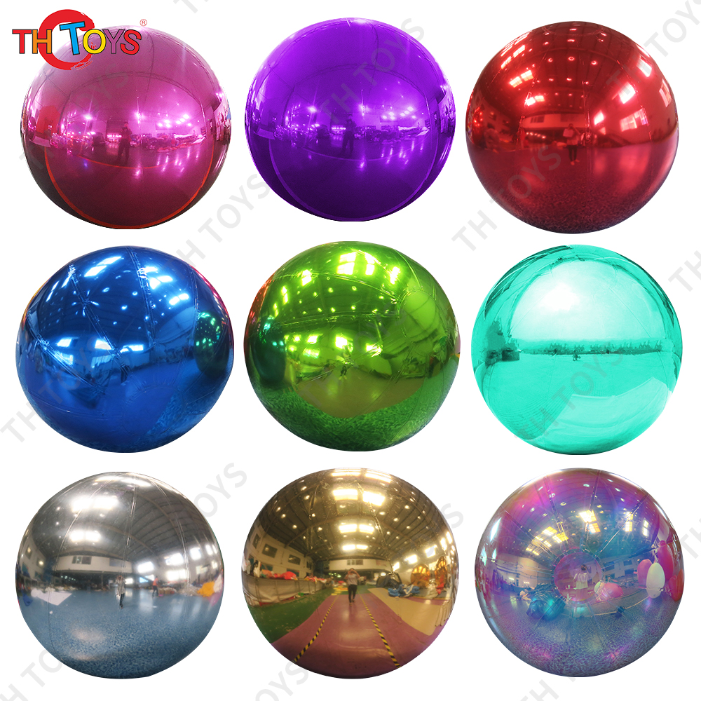 Inflatable Christmas Decoration Silver Ball Big Ceiling Hanging Colorful Disco Mirror Ball Giant Reflective Mirror Balloon