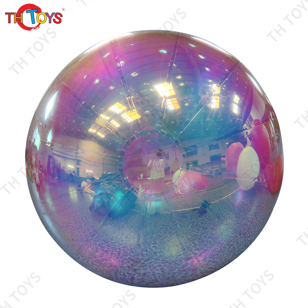 Inflatable Christmas Decoration Silver Ball Big Ceiling Hanging Colorful Disco Mirror Ball Giant Reflective Mirror Balloon