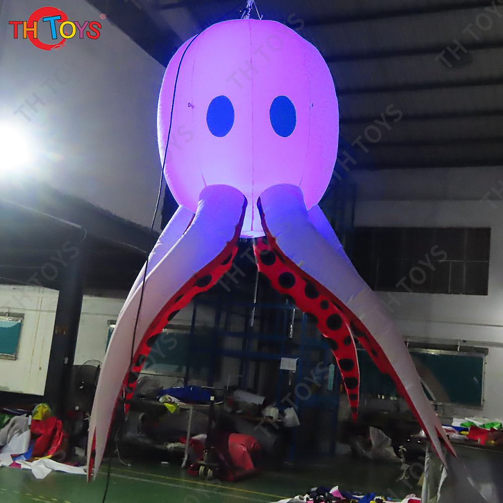 free air ship,3m/4m/5m roof hanging giant inflatable octopus air model for advertising led light squid for party decoration