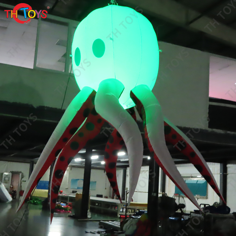 free air ship,3m/4m/5m roof hanging giant inflatable octopus air model for advertising led light squid for party decoration
