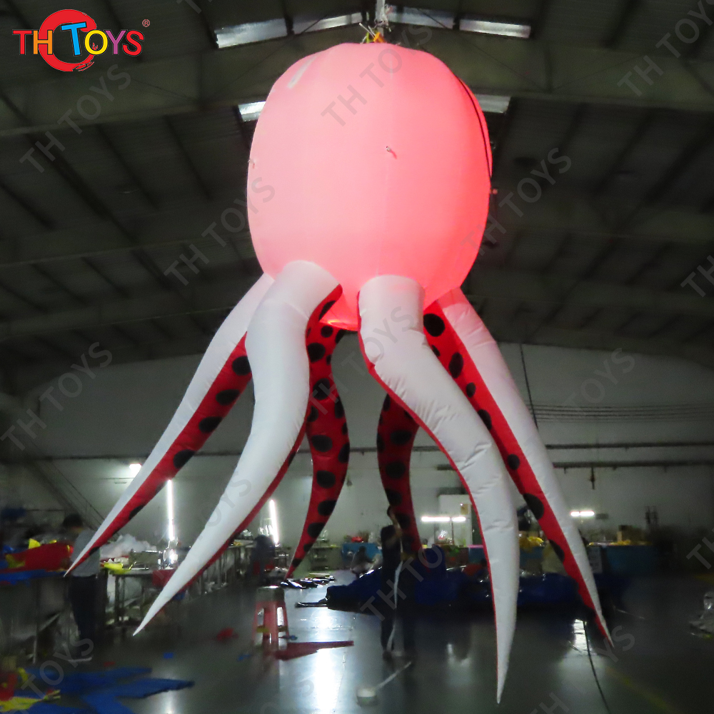 free air ship,3m/4m/5m roof hanging giant inflatable octopus air model for advertising led light squid for party decoration