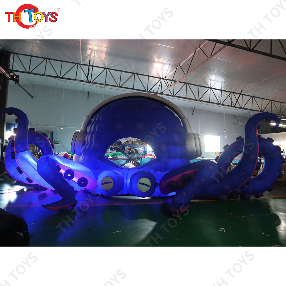 10m Giant Inflatable DJ Octopus Cabin Background Wall Booth Balloon For Event Stage Decoration Toys