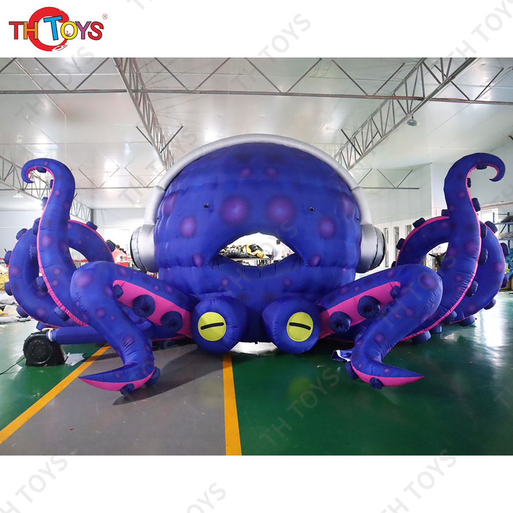 10m Giant Inflatable DJ Octopus Cabin Background Wall Booth Balloon For Event Stage Decoration Toys
