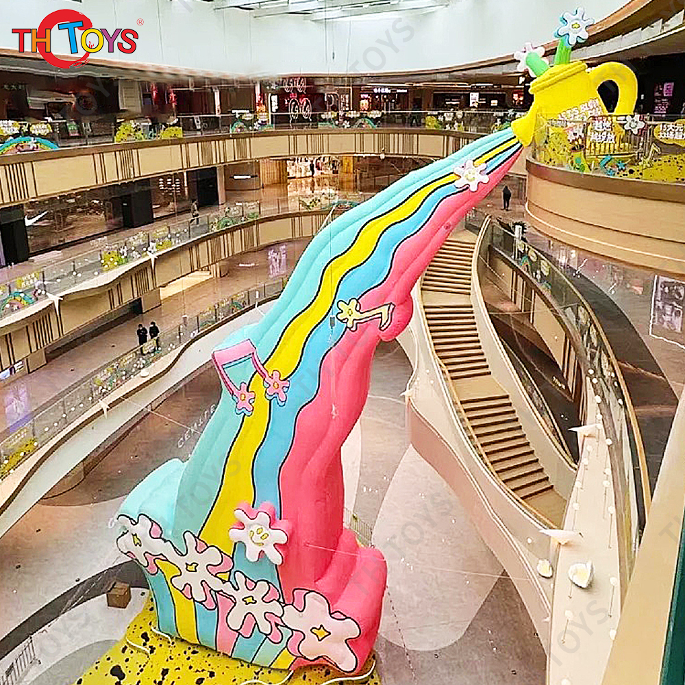 Free Door Ship 8m High Giant Inflatable Flower Decoration led Artificial Flower Plant for Shopping Mall Party Event